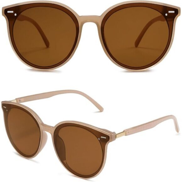 ⚡SOJOS Womens Jelly Brown Classic Round Retro Vintage Large Frame Sunglasses main image 5